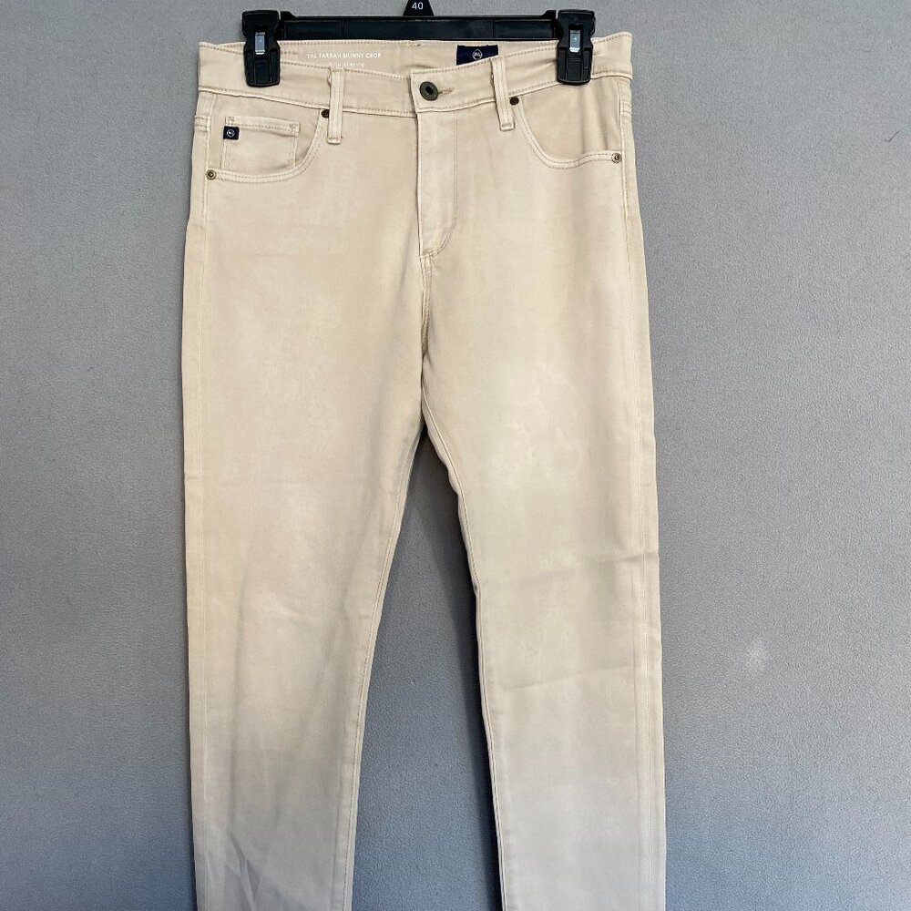 AG Farrah Skinny Crop Jeans Womens Size 27 Beige Mid Rise Stretch Denim Made USA